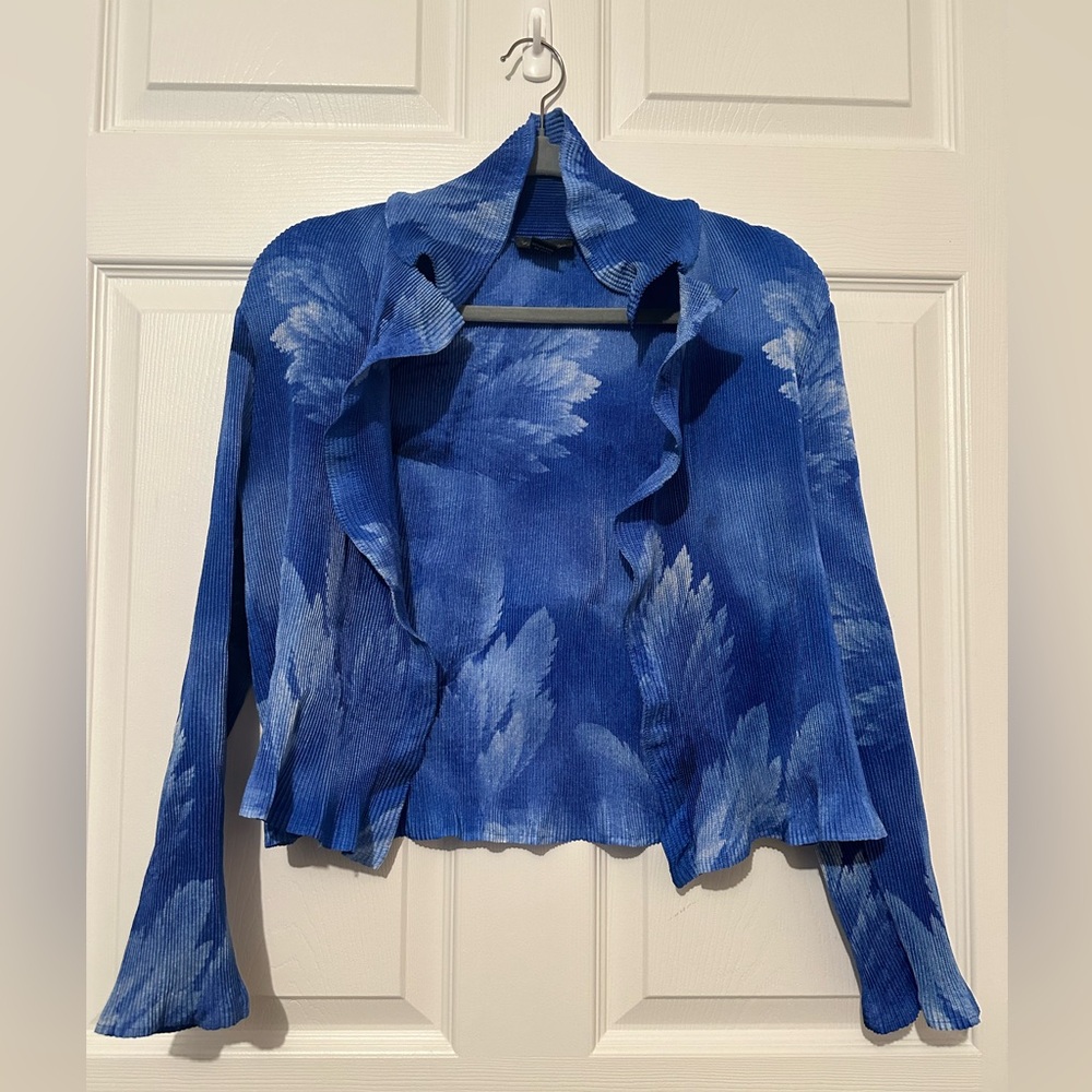 Caeliann Blue Ribbed Open Cardigan